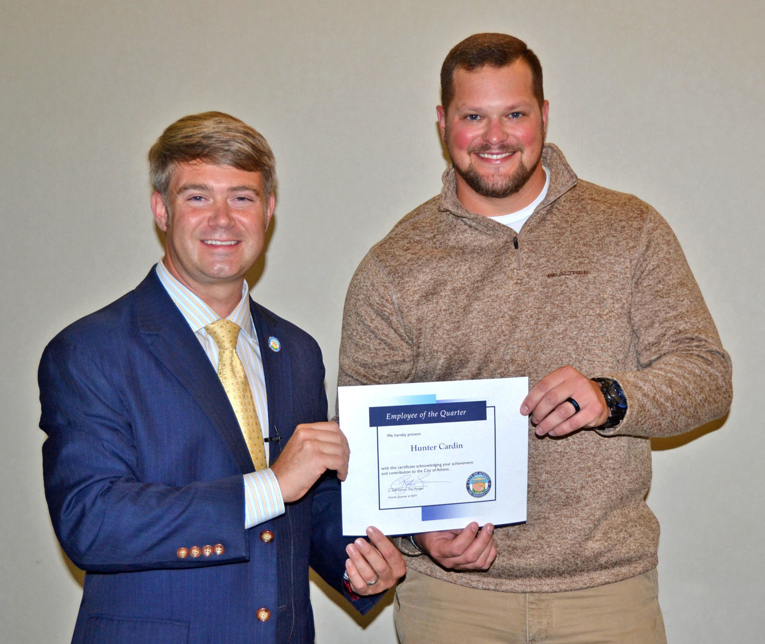 Cardin recognized as employee of the quarter